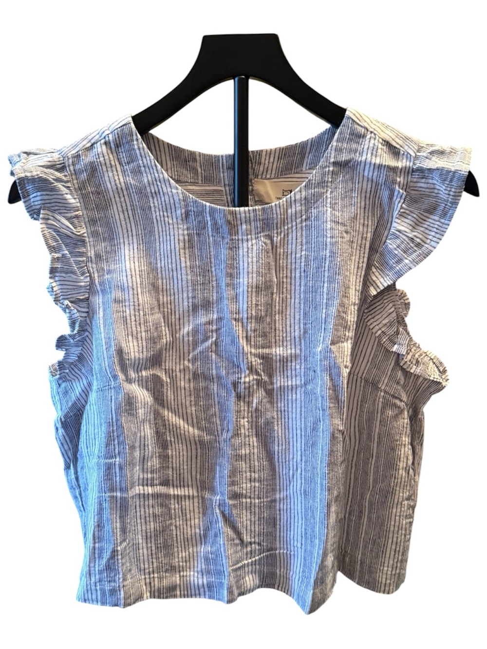 Thread & Supply Linen Blend Stripe Flutter Sleeve Top Medium NWT